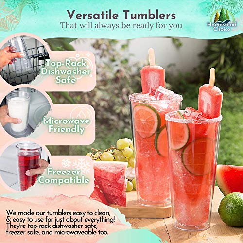 4pack Insulated 22 Ounce Tumblers Drinking Glasses Made in USA