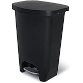 Glad 13 Gallon Trash Can | Plastic Kitchen Waste Bin with Odor Protection of Lid | Hands Free with Step On Foot Pedal and Garbage Bag Rings, Black