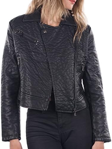 Philomena Petti Ladies Faux Leather Motorcycle Jacket, Womens PU Riding Biker Jacket