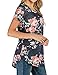 Ezcosplay Womens Round Neck Short Sleeve Tunics Floral Print Asymmetric Hem Shirt Tops