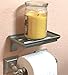 McLee Creations Wonder Shelf - Small Plastic Self Adhesive Bathroom Wall Mount Shelf - Fits Over Toilet Paper Holder - Designed for Smartphone and Flushable Baby Wipes (1, Satin Nickel with Holes)