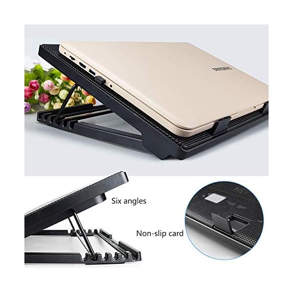 yidenguk-Laptop-Cooling-Pad-Adjustable-Angle-Ultra-Quiet-Gaming-Laptop-Cooler-Stand-with-6-Fans-Blue-Led-Lights-2-USB-Ports-Suitable-for-12-154-Inches-Laptop-Notebook-blue-5 yidenguk Laptop Cooling Pad, Adjustable Angle Ultra Quiet Gaming Laptop Cooler Stand with 6 Fans, Blue Led Lights, 2 USB…
