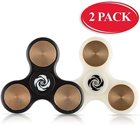 Black Fidget Spinner with Metal Bearing and Bonus - White Finger Spinner. One of the Best Long Spin Torqbar Spinetic Figit Toys for Adults and Kids. Improve Attention with Toys Fidgeters. Crazy Galaxy