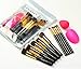 BEAKEY Makeup Brush Set, Premium Synthetic Kabuki Foundation Face Powder Blush Eyeshadow Makeup Brush Kit with Blender Sponge and Brush Cleaner (10+2pcs, GOLDEN-BLACK)