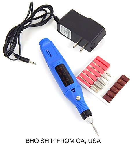 Nail Art Drill Kit Variable Speed Rotary Detail Carver Electric Pen-Shape Nail Art File Drill + 6 Bits Acrylic US Plug