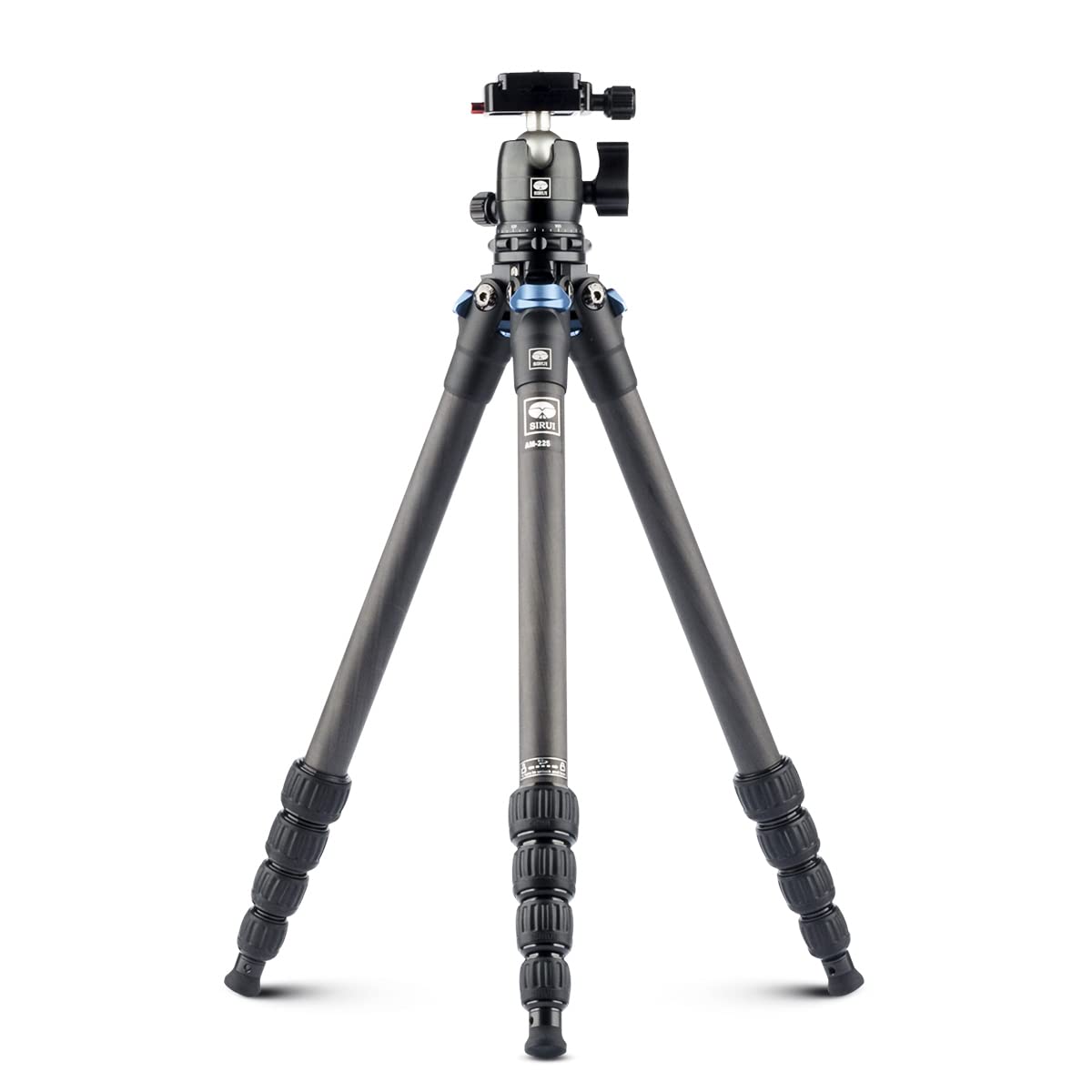 SIRUI Camera Tripod for Travel, 5-Sections Compact Tripod AM-225 with Ball Head B-00K, Twist Lock Legs, Carbon Fibre Tripod for Camera, DSLR, Camcorder, Smartphone, Max Load 6kg