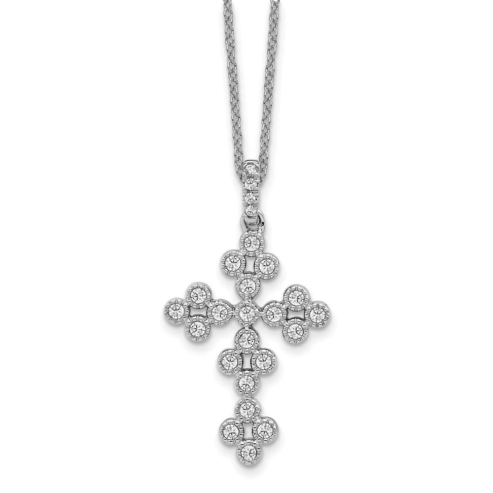 14k White Gold True Origin Lab Grown Diamond VS1/VS2, D E, Bloom Fashion Cross Necklace for Women