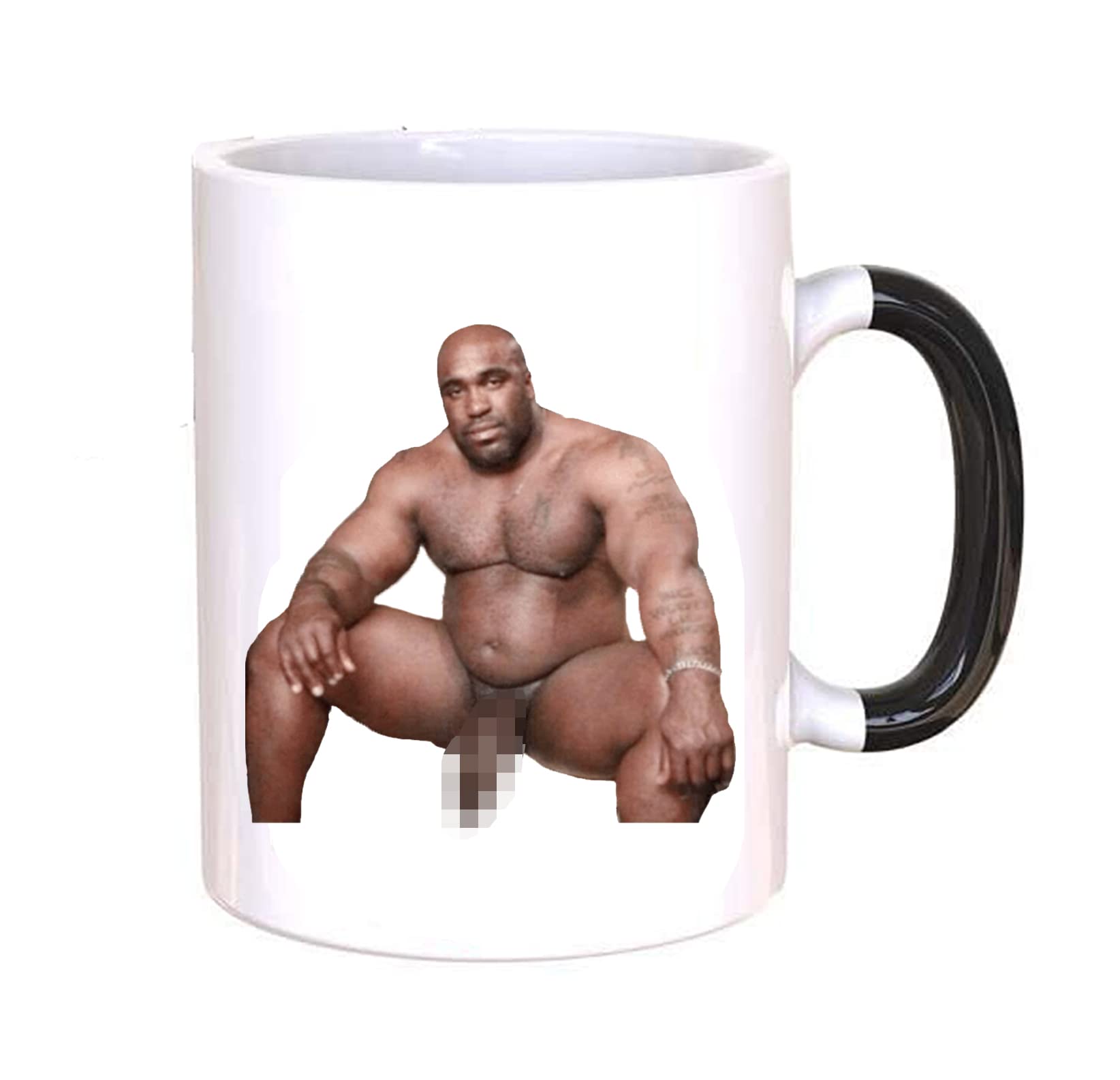 Man Sitting On Bed Meme Mug - Uncensored - Full Image Manhood Pour in Hot Liquid to See Image - Perfect Novelty Gag Gift