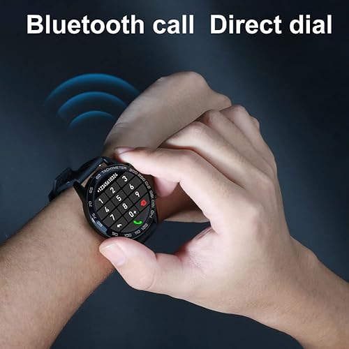 FILIEKEU Leather Men Smart Watch for Android iOS, Bluetooth Calls Voice  Chat with Heart Rate Fitness Tracker,