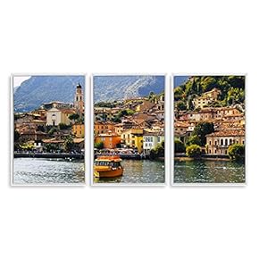 3 Piece Framed Canvas Wall Art for Living Room, Bedroom Italy City Landscape Canvas Prints for Modern Home Decoration Ready to Hang - 16"x24"x3 Panels