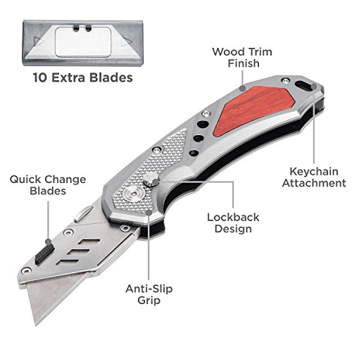FC Folding Heavy Duty Utility Knife Pocket Box Cutter with Holster
