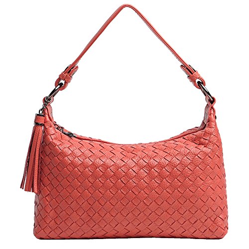 SAIERLONG Women's Tote Single Shoulder Bag Watermelon Red Genuine Leather