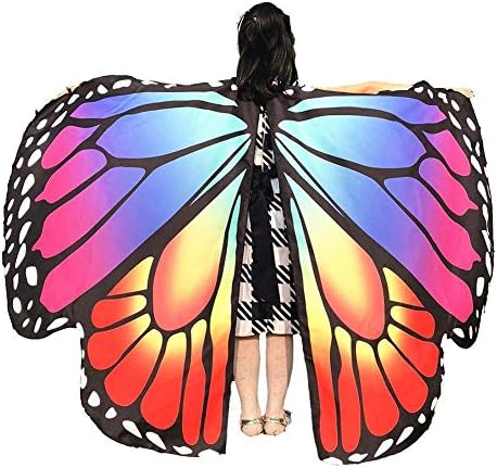 Pcrytyt Kids Girls Fairy Butterfly Wings Princess Dress-up Halloween Cloak Costume