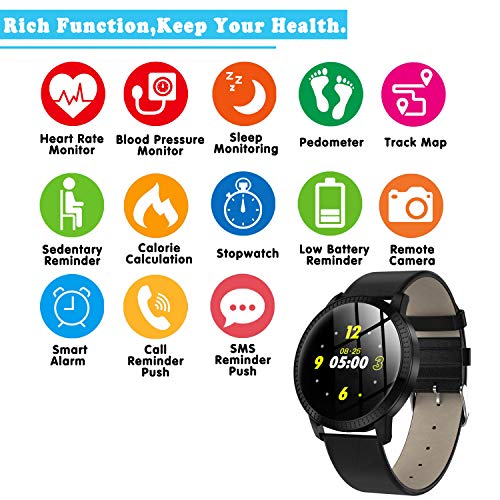 GBD Smart Watch Sport Activity Fitness Tracker with Heart Rate Blood Pressure Sleep Monitor Pedometer Waterproof Wrist Watch Wristband Birthday Gifts for Men Famle Women Him Her Mothers Day (Black) - Thumbnail 2