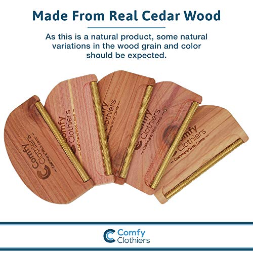 Comfy Clothiers MultiFabric Cedar Wood Sweater Comb for DePilling