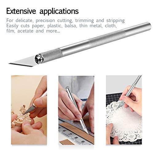 Craft Knifes, Premium Aluminium Alloy & Steel Blades Utility Knives Wood Carving Knife, Art Carving Knife, Engraving Hobby Knives for Crafts Arts Drawin - Thumbnail 3