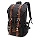Canvas Laptop School Backpack Hiking Travel Bag Casual Daypack for Men(Canvas Black)