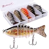 Sougayilang Bass Fishing Lure Multi Jointed Swimbait 7 Segment Lifelike Trout topwater Crankbait Pack of 5