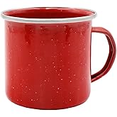 Grip 12oz Enamel Coffee Mug - Impact Resistant - Dishwasher Safe Enamel Finish - Great for Campsite, Tailgates, Picnics, BBQs (Red)