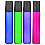 24, 10ml Refillable Glass Roller Bottles Metal Ball Roller Essential Oil Aromatherapy …