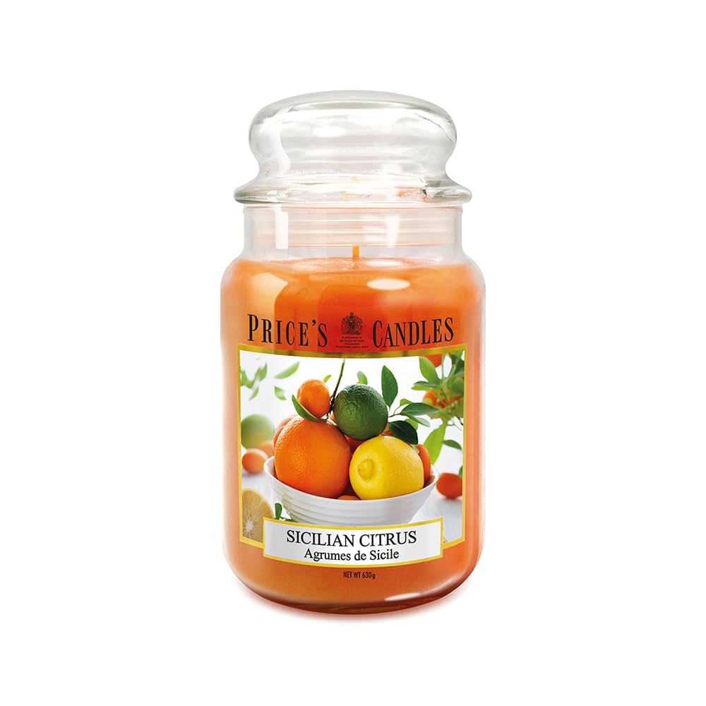 Price's - Sicilian Citrus Large Jar Candle - Sweet, Delicious, Quality Fragrance - Long Lasting Scent - Up to 150 Hour Burn Time