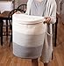 Cotton Rope Basket Set of 2 with Handles - Large Blanket Basket and Small Woven Basket for Toy Storage, Laundry Basket, Dog Toy Basket, Shoe Storage Baskets, Short and Tall Round Basket for Blankets