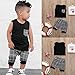 Dinlong Infant Baby Boys Summer Casual Clothes Set Plaid Pocket Vest Tops +Shorts (0~3 Month, Black)