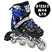 Kids Adjustable Inline Roller Blade Skates Scale Sports Blue Small Sizes Safe Durable Outdoor Featuring Illuminating Front Wheels 905