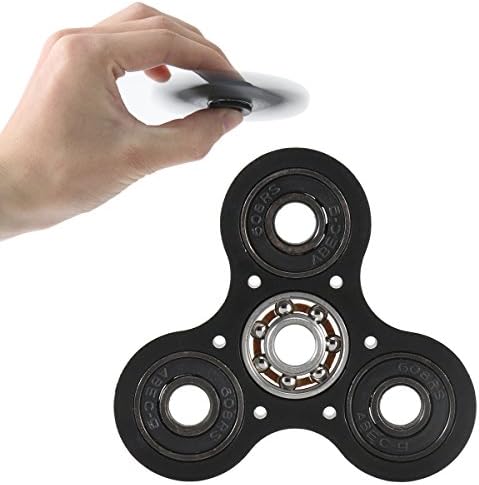Tri-Spinner Fidget Toy 3D Printing Nano stainless steel Bearing Focus Toy for Killing Time, Guarantee 1 min+ Spin Time (Black)