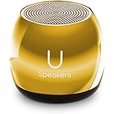 Fashionit U Micro - Small Bluetooth Speaker | Coin-Sized Speakers Bluetooth Wireless with Built-in Mic & Remote Shutter | Portable Rich Sound for Travel, Shower, Beach | Mirror Gold