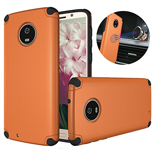 Moto G6 Case, Dretal Shock-Absorption Armor Magnetic Anti-Slip Texture Protective Case Cover for Motorola Moto G6 / Moto G (6th Generation) (Orange)
