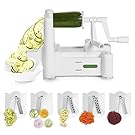 Spiralizer 5-Blade Vegetable Slicer, Strongest-and-Heaviest Duty, Best Veggie Pasta & Spaghetti Maker for Low Carb/Paleo/Gluten-Free Meals, With 3 Exclusive Recipe eBooks