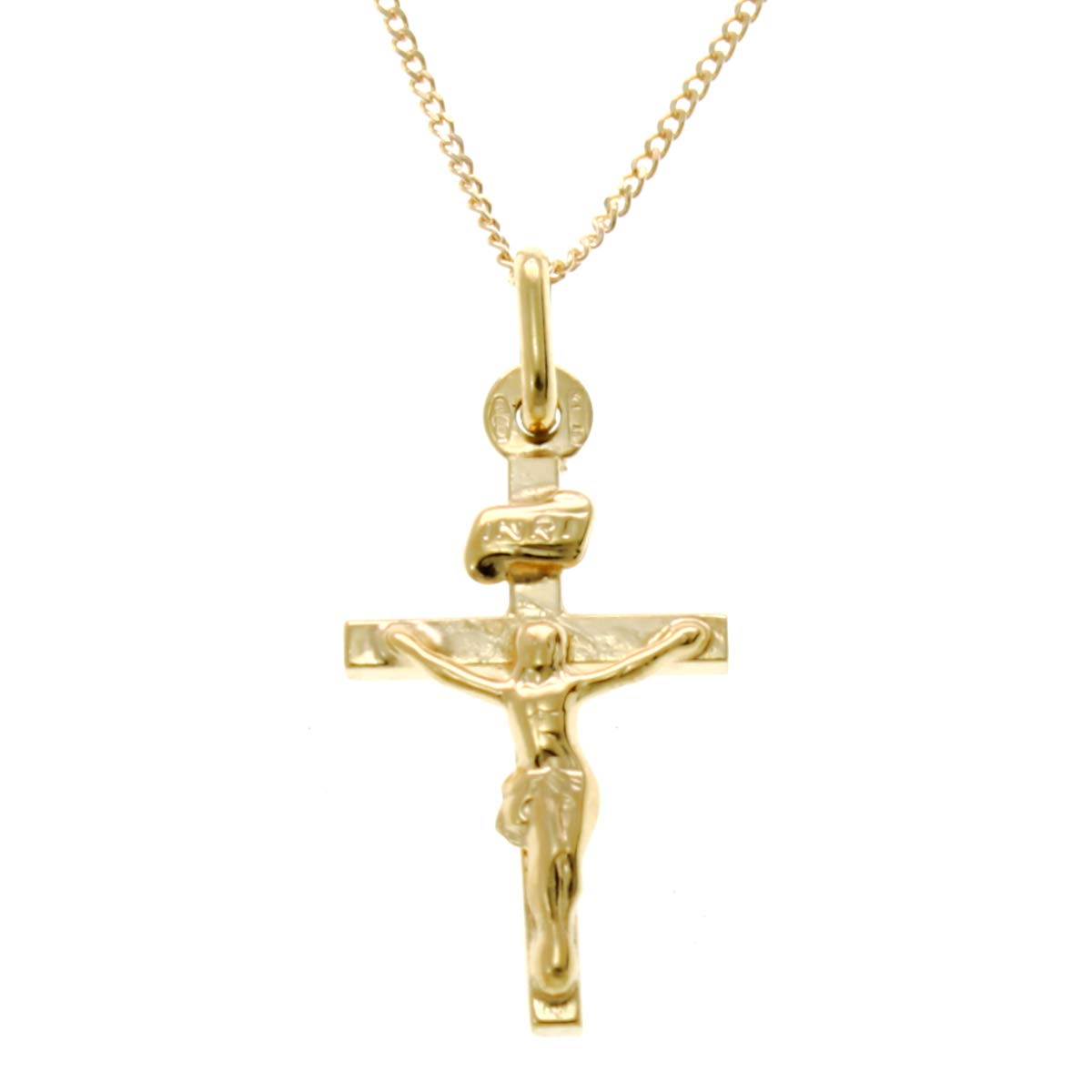 Alexander Castle Solid 9ct Gold Crucifix Necklace for Women - Cross Necklace Pendant with 18" 9ct Gold Chain & Jewellery Gift Box - 22mm x 14mm