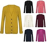 Ladies Long Sleeve Button Up Chunky Cabel Knitted Grandad Cardigan