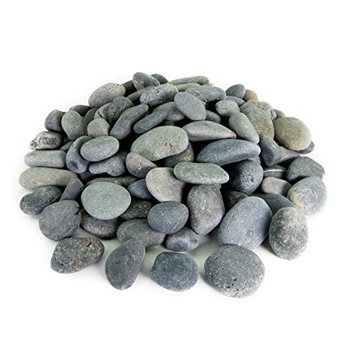 Mexican Beach Pebbles | 20 Pounds of Smooth Unpolished Stones | Hand-Picked, Premium Pebbles for Garden and Landscape Design | Black, 3 Inch - 5 Inch