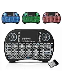 Mini teclado retroiluminado Touchpad Mouse, Mini teclado inalámbrico con Touchpad y teclas multimedia para Android TV Box Smart TV HTPC PS3 Smart Phone Tablet Mac Linux Windows OS