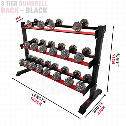 We R Sports® 3 Tier Heavy Duty Gym Dumbbell Rack Stand Holder For Hex
