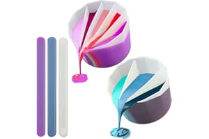 AFUNTA 3/5 Cavity Split Cups for Paint Pouring, Reusable Silicone Split Cup for Acrylic Pouring with 3 PCS Silicone Stir Sticks