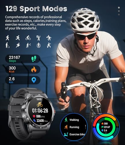 LIGE Reloj Inteligente Hombre con Llamada Bluetooth,1,43''Amoled/3 Correas | Smartwatch Hombre con IP68 Impermeable, 110+Modos Deportivos/Pulsómetro/Sueño Pulsera Actividad Android iOS