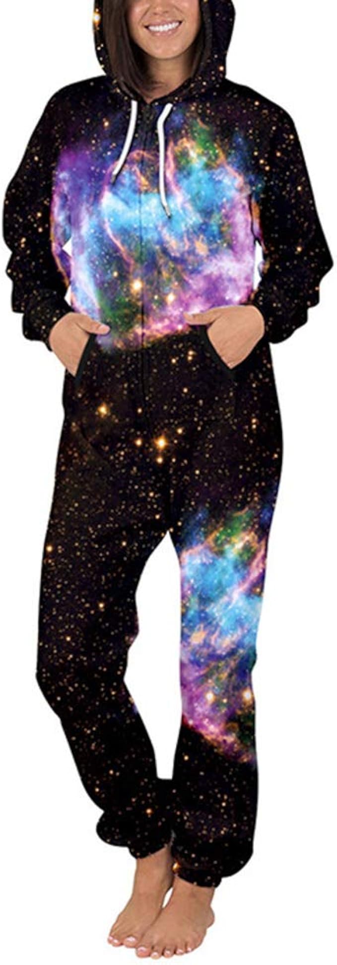 Galaxy Jumpsuit 3D Print Onesie Adult Zipup Hoodie Pyjamas Universe