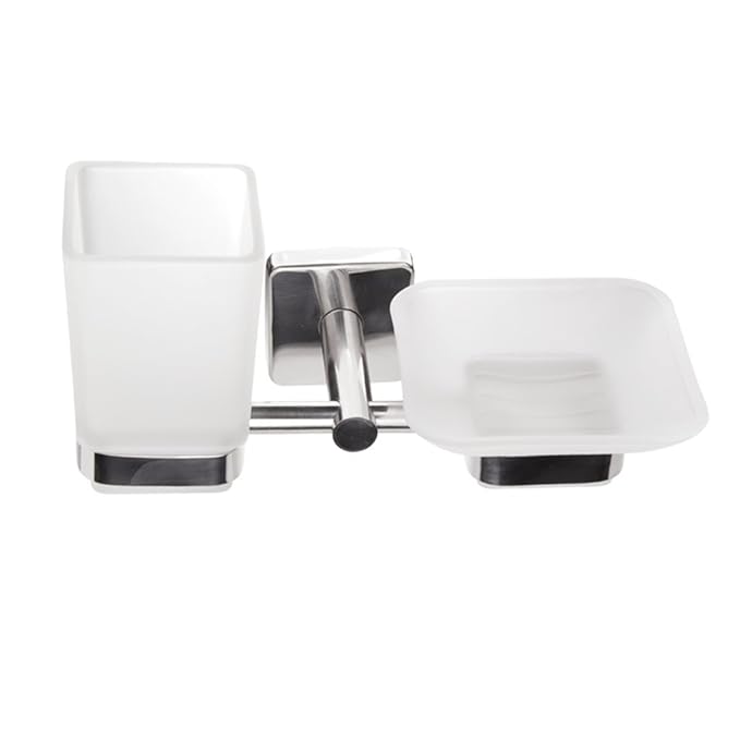 Kapitan Quattro Soap Dish and Toothbrush Holder Set, Square Style, Wall