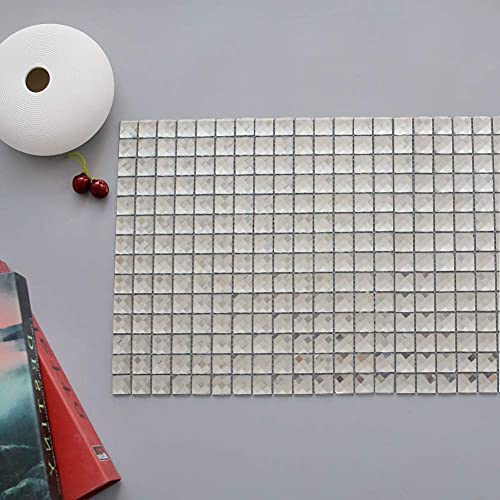 Soulscrafts Beveled Crystal Mirror Glass Mosaic Tiles Silver 12x12 Inch