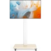 AX WABER Mobile TV Stand for 27 to 65 Inch TVs,Portable Rolling TV Cart on Wheels, Tall Universal Floor Stands with Swivel Mount, Height Adjustable Sleeking Standing Mount Fit Corner, Bedroom, Outdoor