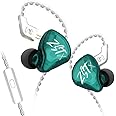 KZ ZST X in-Ear Monitors, Upgraded Dynamic Hybrid Dual Driver ZSTX Earphones, HiFi Stereo IEM Wired Earbuds/Headphones with Detachable Cable for Musician Audiophile (with Mic, Cyan)