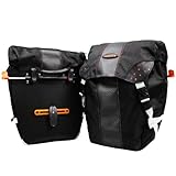 Ibera Bicycle PakRak Clip-On Quick-Release All Weather Panniers (Pair), Includes Rain Cover