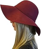 Womens Luxury 100% Wool Floppy Wide Brim Fedora Hat with Bow