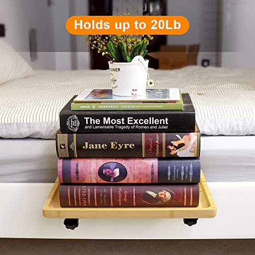 Bedside Tray Shelf,Bamboo Wooden College Dorm Room Bedside Tray with Phone Cable Slot,Bunk Bed Shelf for Top Bunk,Teens Nightstand for Bedroom
