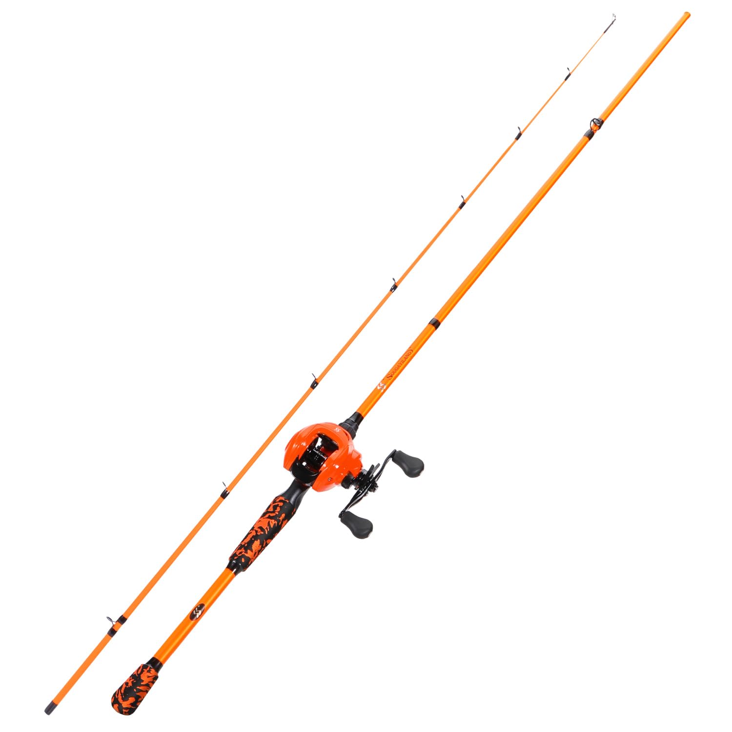 Sougayilang ZJJ Baitcaster Rod and Reel Set, IM7 Graphite 2-Piece Bait Casting Rods with Stainless Steel Guides, 7.2:1 Magnetic Brake Baitcaster Reels for Saltwater Freshwater Fishing-O18-R