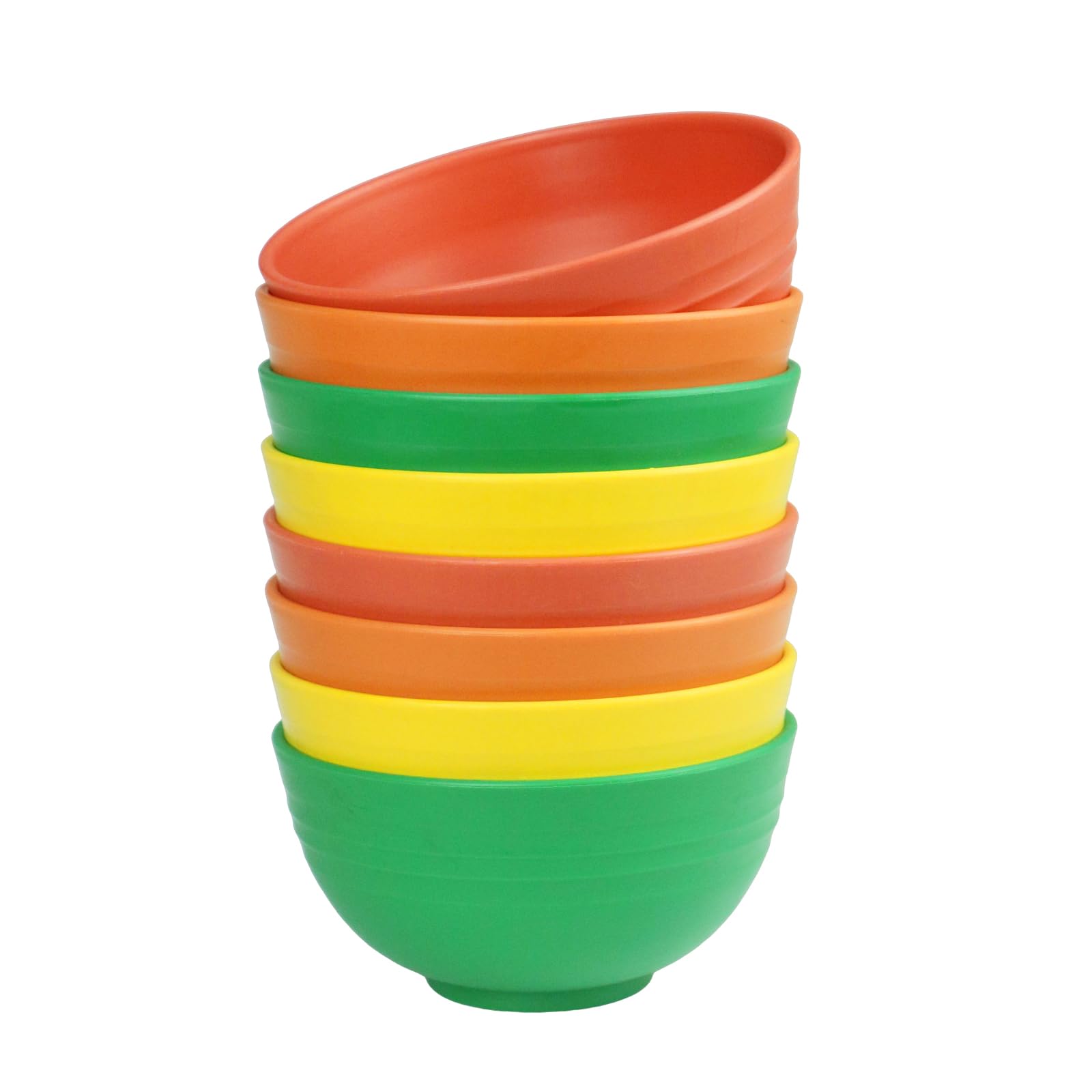 greenandlife 8 Pcs Unbreakable Cereal Bowls - 24 OZ Lightweight Bowl Set, Dishwasher & Microwave Safe, Reusable Plastic Bowls for Breakfast, Salad, Pasta, Soup, Noodles, Snack Orange
