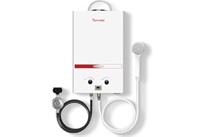 TOPWISH Propane Water Heater Tankless, 8L Portable Water Heater,2.11GPM Gas Portable Hot Water Heaters with Multi-Protection, Instant Camping Water Heaters for Camping, Outdoors Shower RV Shower,White